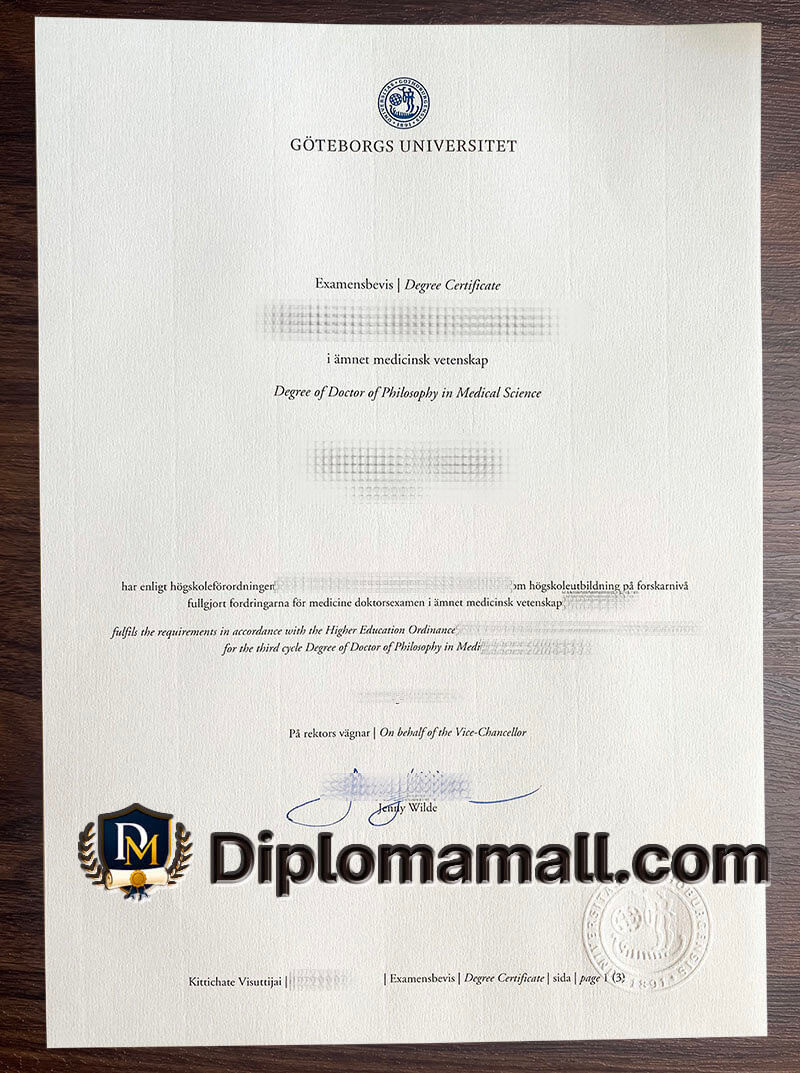 Göteborgs Universitet diploma